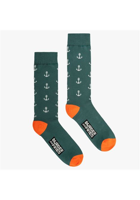 FORMAL FANCY SOCKS<BR/>ANCHOR VERDE INGLESE/ARANCIO